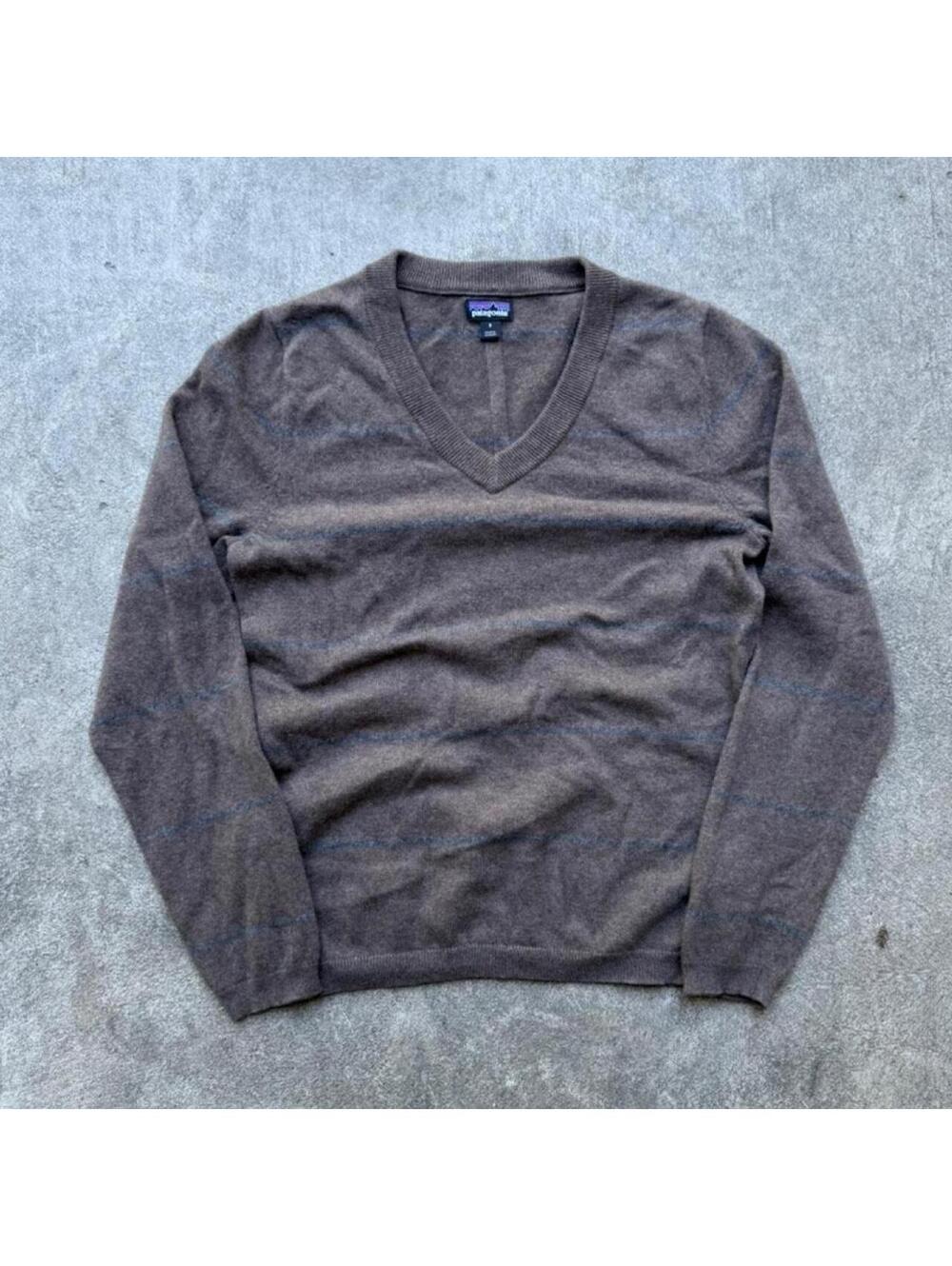 Merino wool Patagonia gray & brown striped sweater men’s